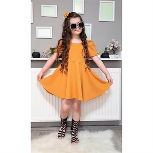 Kız Çocuk Baharlık Turuncu Elbise