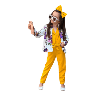 Kız Çocuk Ceketli Tulumlu Takım