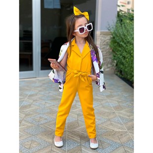 Kız Çocuk Ceketli Tulumlu Takım