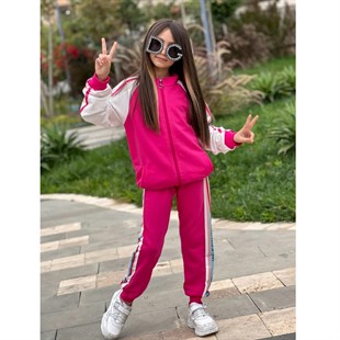 Kız Çocuk Fermuarlı Fuşya Takım