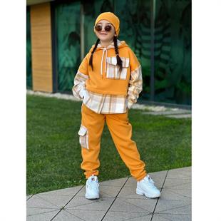 Kız Çocuk Hardal Ekose 3lü Takım