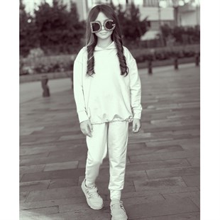 Kız Çocuk Kapüşonlu Beyaz Takım