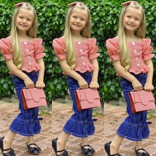 Kız Çocuk Pembe Pitikareli Çantalı Takım