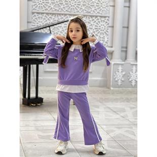 Kız Çocuk Tarz Lila Eşofman Takımı