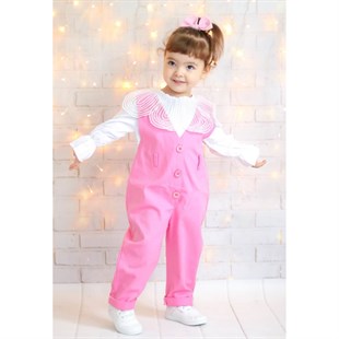 Kız Çocuk Tulumlu Pembe Takım