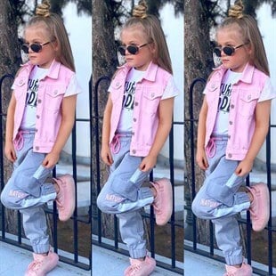 Kız Çocuk Yelekli Pembe Spor Takım