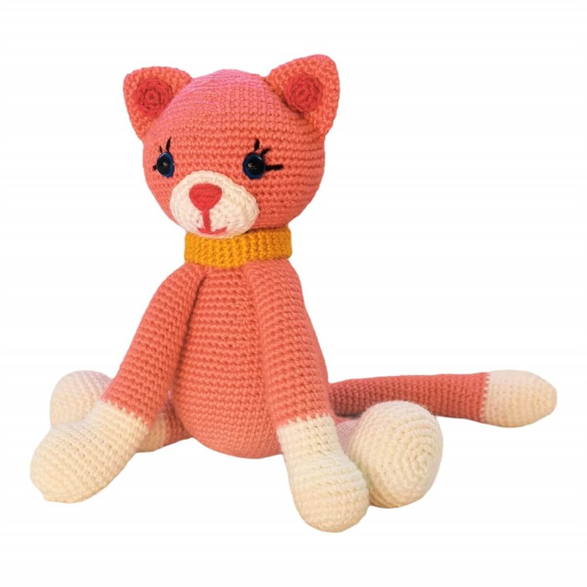 Amigurumi Özel Tasarım Organik El Örgüsü Kedi Figürlü Oyuncak 38cm-Ev Gereçleri-QuzucukKids.com