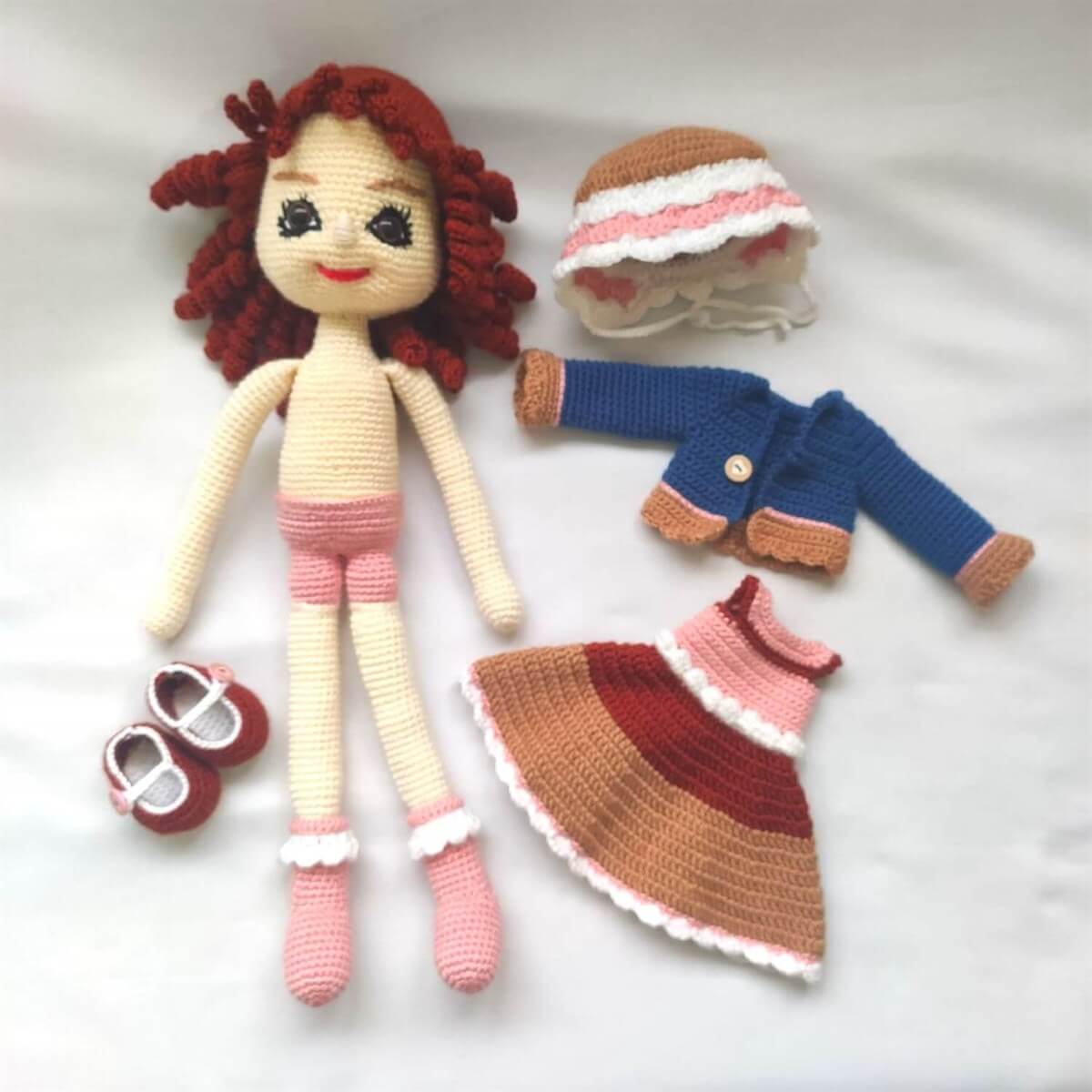 Amigurumi Özel Tasarım Organik El Örgüsü Kız Bebek Oyuncak 49cm-Ev Gereçleri-QuzucukKids.com