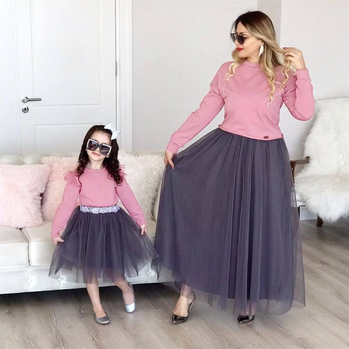 Anne & Çocuk Etekli Kombin-Kid Girl Cloth Sets-QuzucukKids.com