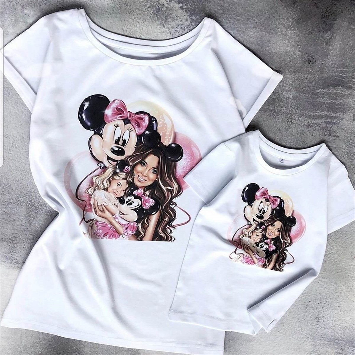 Anne & Kız Çocuk Figürlü Baskılı Tişörtler-Kid Girl Trousers, Jeans, Joggers & Leggings-QuzucukKids.com