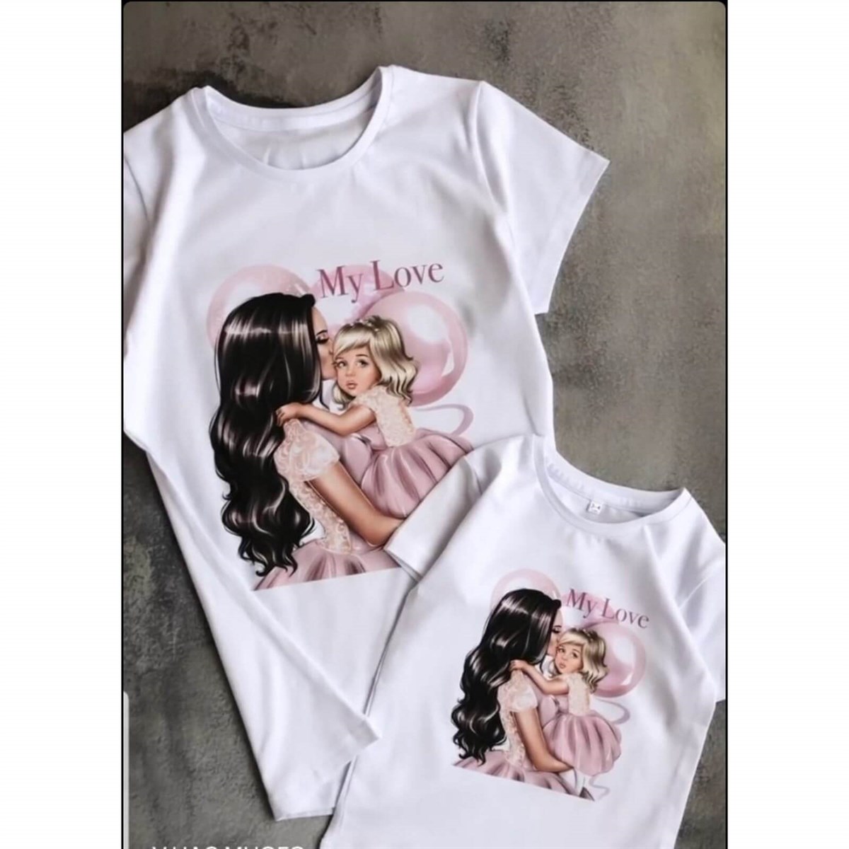 Anne & Kız Çocuk Figürlü Baskılı Tişörtler-Kid Girl Trousers, Jeans, Joggers & Leggings-QuzucukKids.com