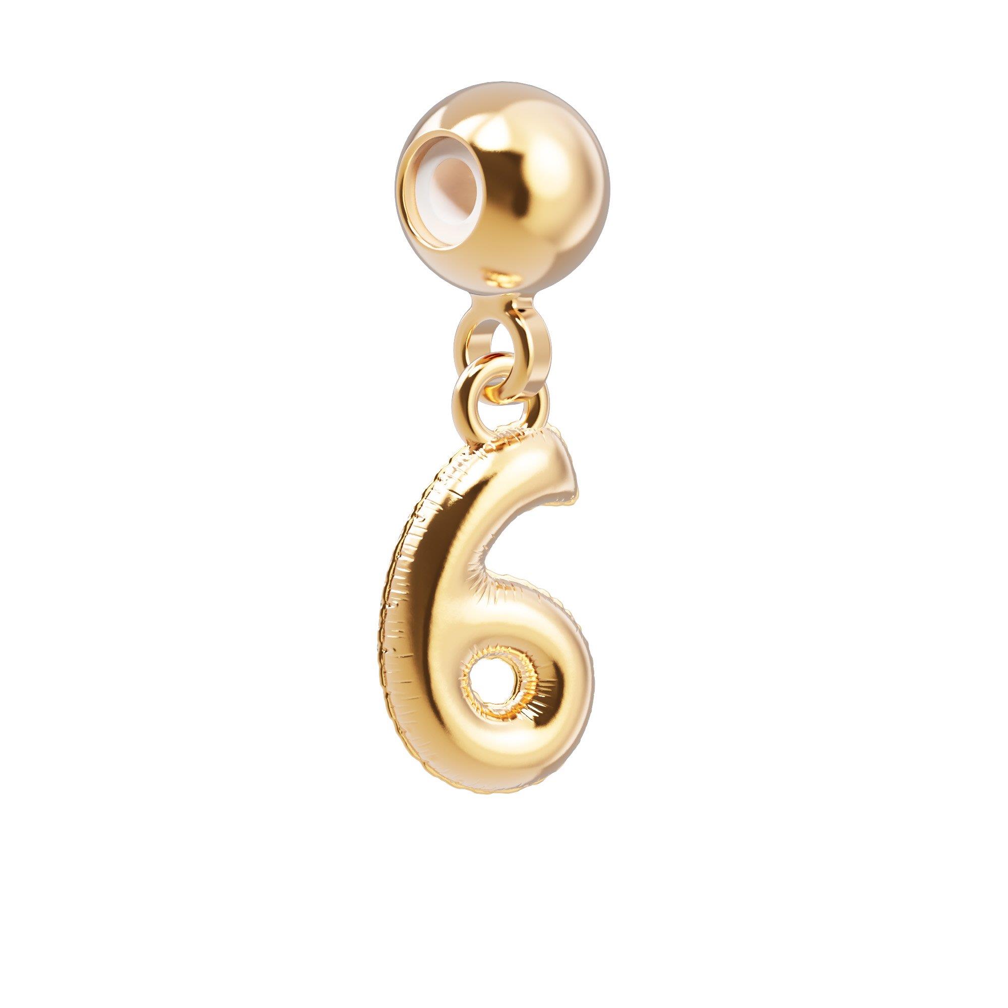 Chocli 18 Ayar Altın Kaplama Charm Rakam - 6 Altı