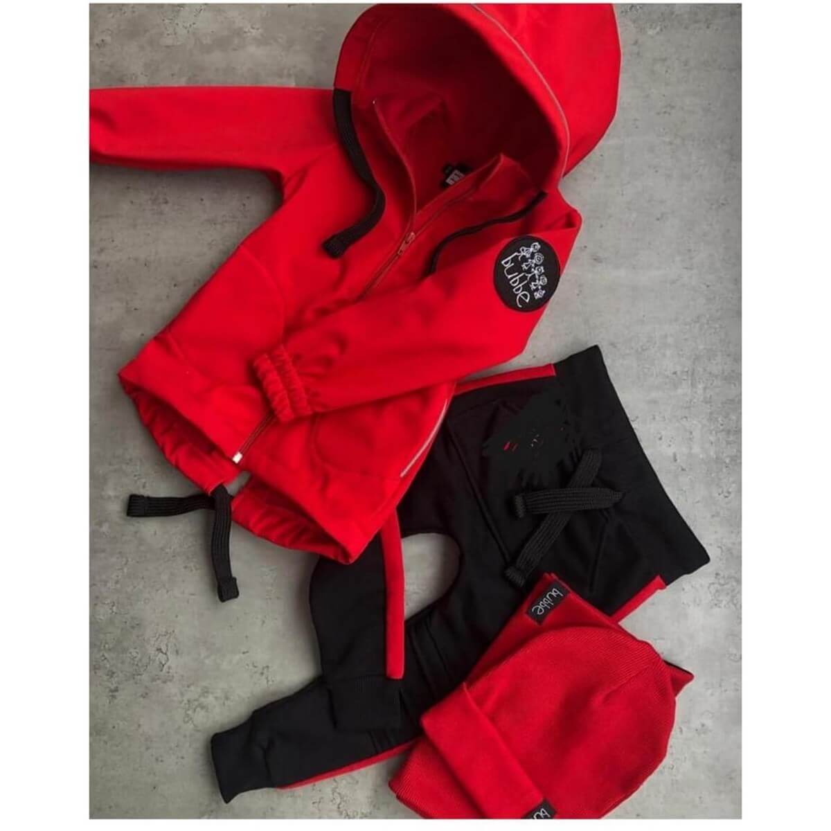 Çocuk Kırmızı Mevsimlik Montlu Takım-Seasonal Products-QuzucukKids.com