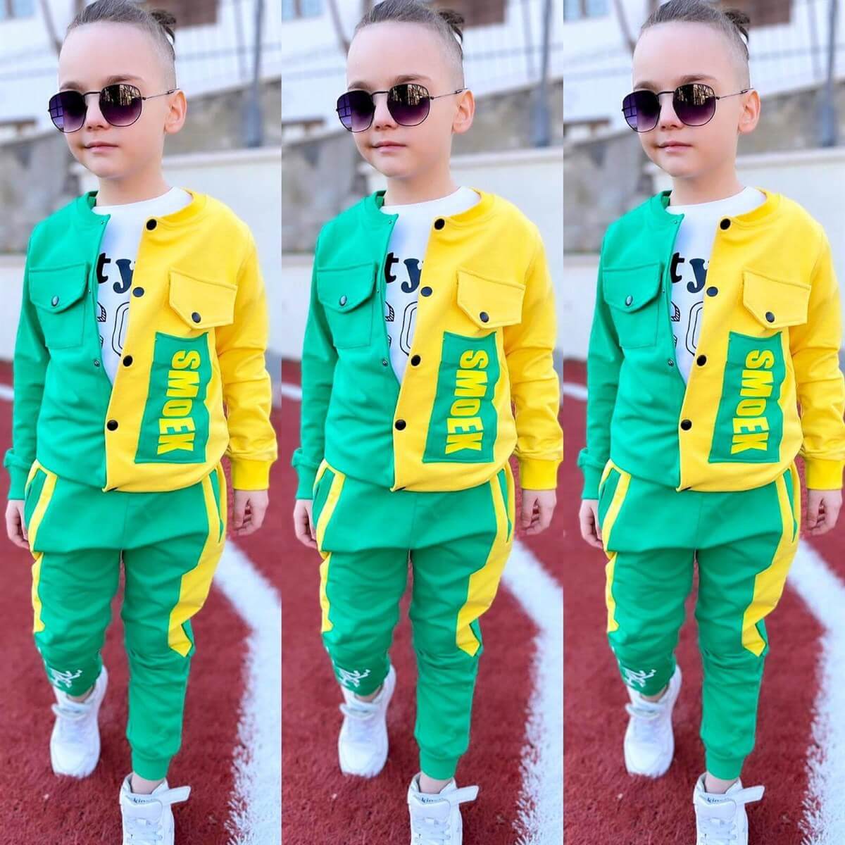 Erkek Çocuk Ceketli Yeşil Spor Takım-Kid Boy Cloth Sets-QuzucukKids.com