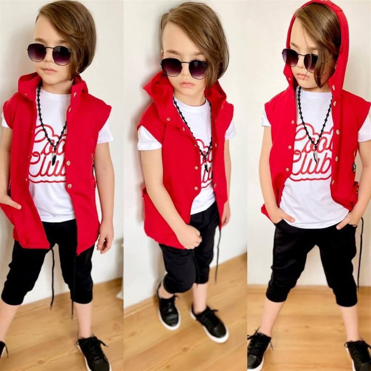 Erkek Çocuk Kapşonlu Kaprili Yazlık Takım-Kid Boy Cloth Sets-QuzucukKids.com