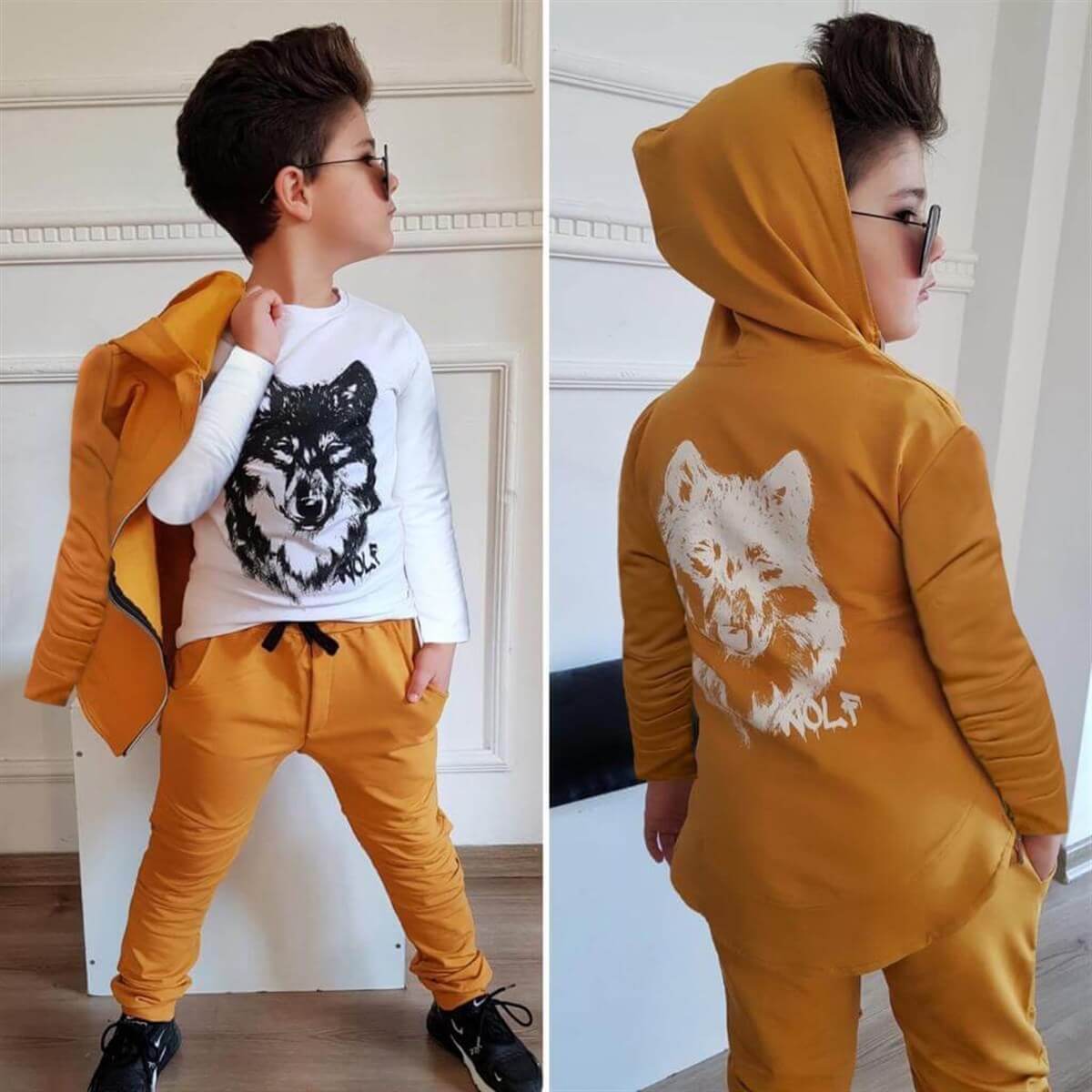 Erkek Çocuk Kurt Figürlü Takım-Erkek Çocuk Alt Üst Takım-QuzucukKids.com