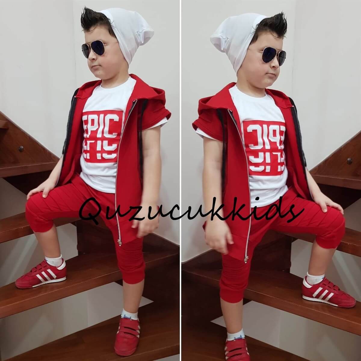Erkek Çocuk Yazlık Spor Giyim Kırmızı | QuzucukKids.com