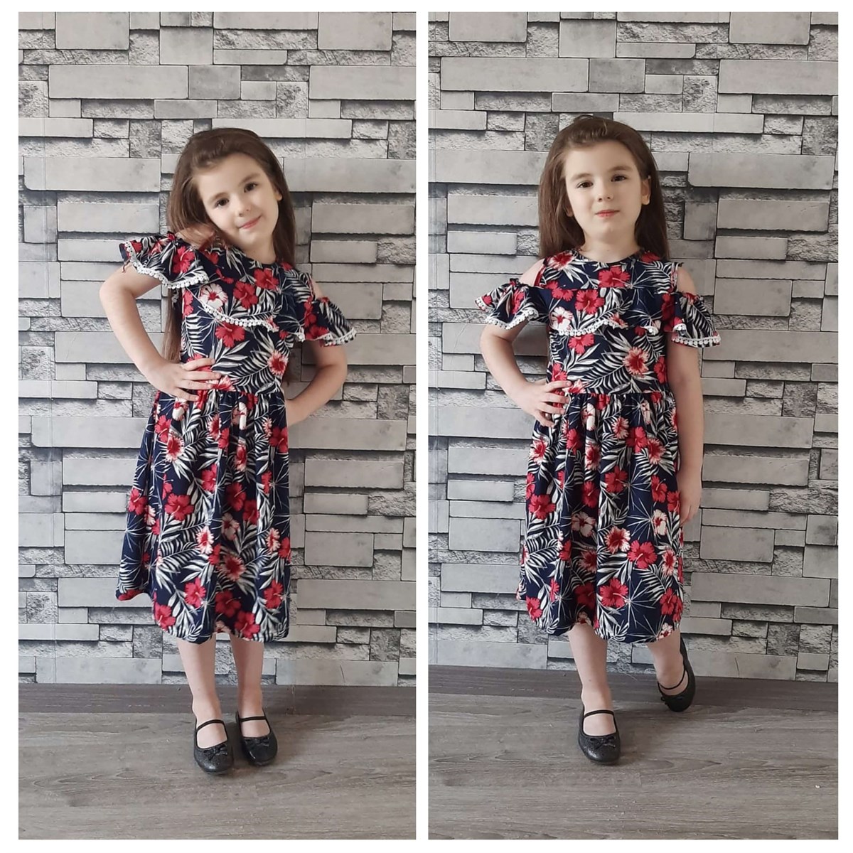 Kız Çocuk Çiçek Figürlü Yazlık Elbise | QuzucukKids.com