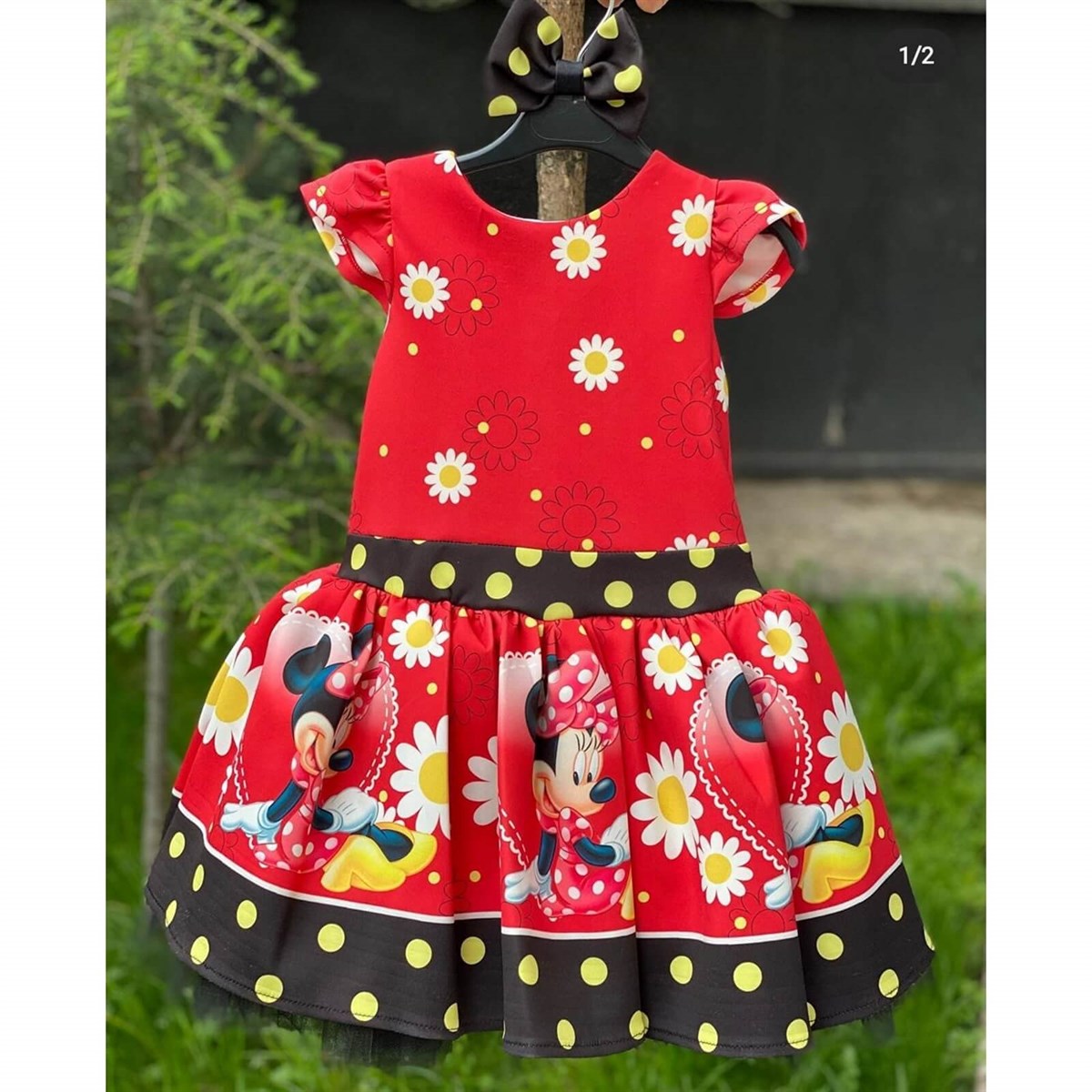 Kız Çocuk Karakter Figürlü Kabarık Elbise-Kid Girl Dresses-QuzucukKids.com
