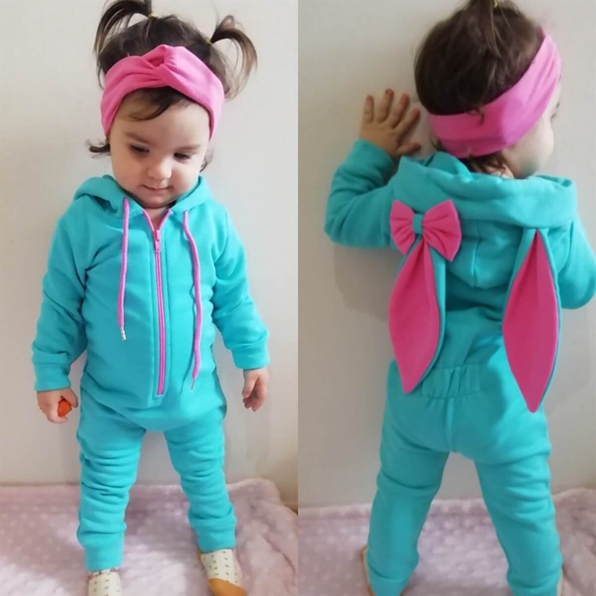 Kız Çocuk Maviş Tavşan Tulum-Seasonal Products-QuzucukKids.com