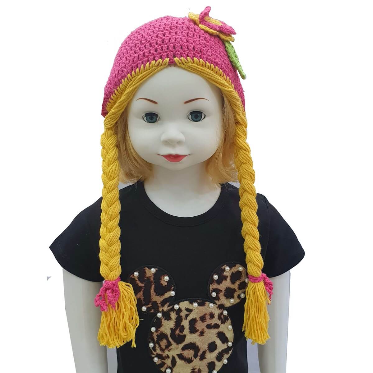 Kız Çocuk Örgülü El Yapımı Fuşya-Sezon Ürünleri-QuzucukKids.com