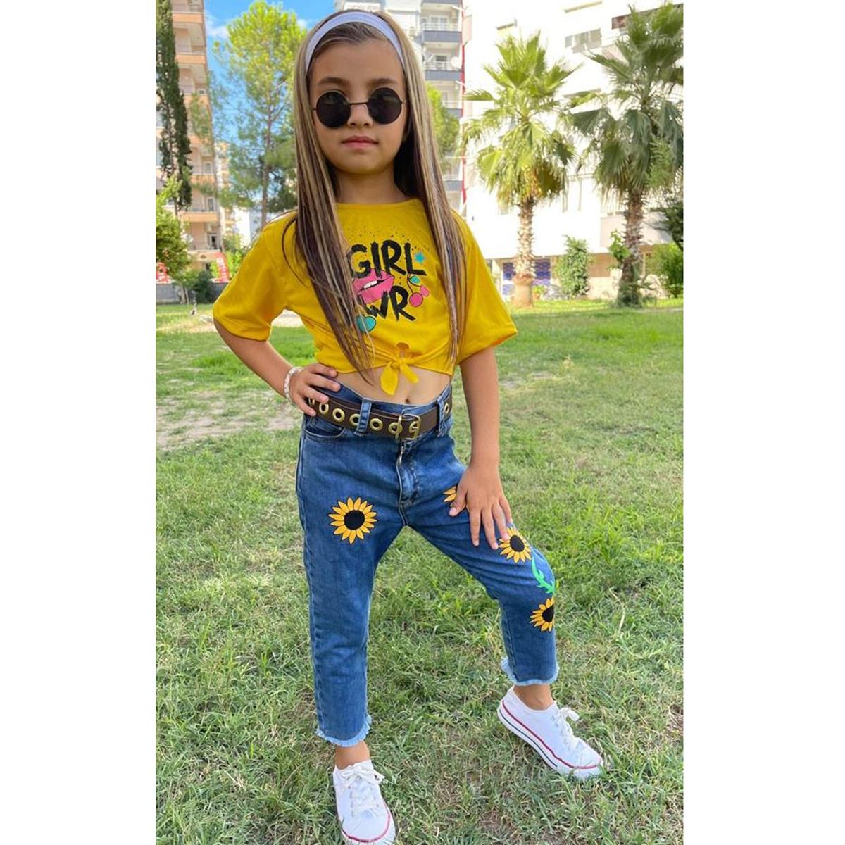 Kız Çocuk Papatya Desenli 3'lü Takım-Kız Çocuk Alt Üst Takım-Kız Çocuk Pembe Gömlekli 4'lü Takım | QuzucukKids.com-QuzucukKids.com