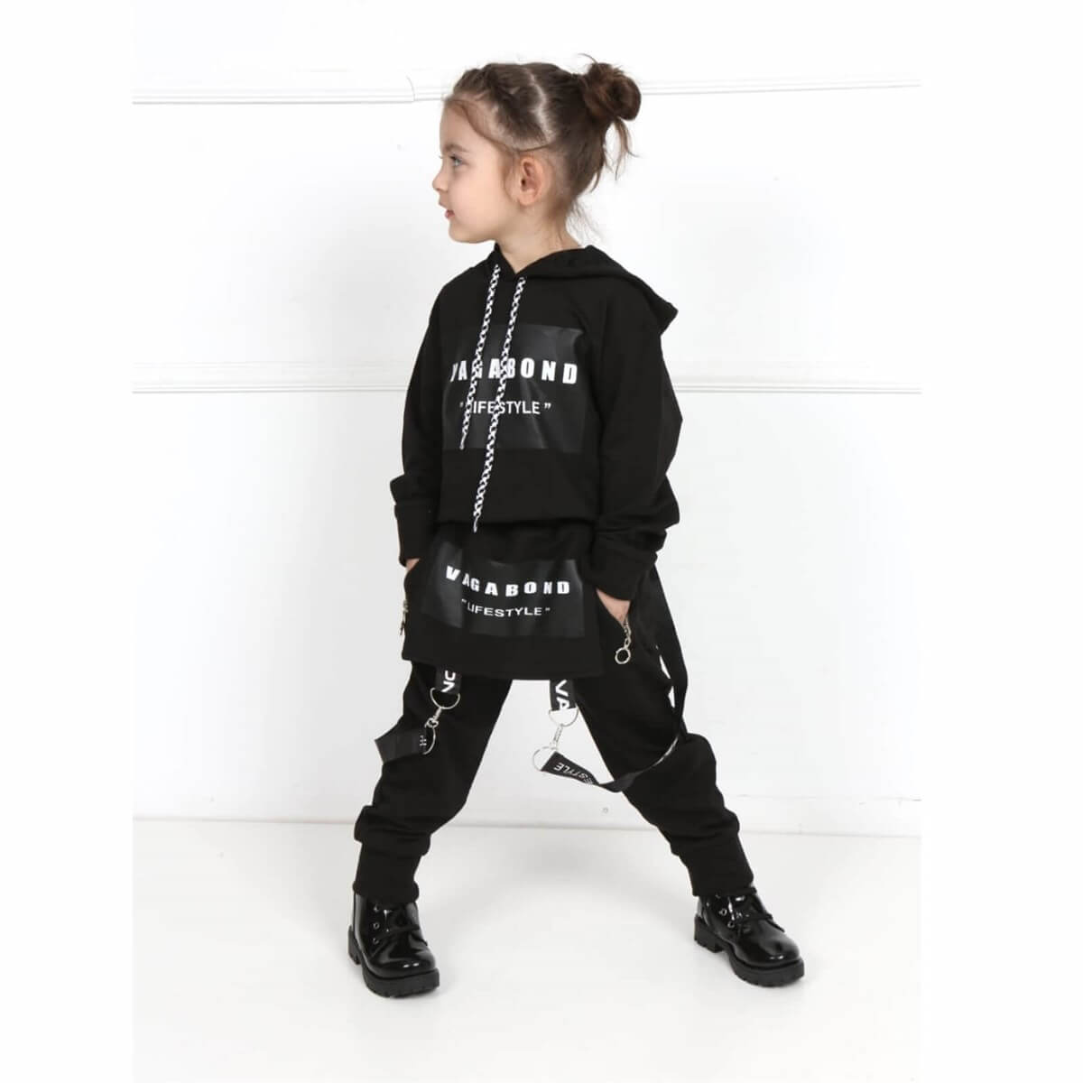 Kız Çocuk Solopet Tarz Siyah Takım-Kid Girl Cloth Sets-QuzucukKids.com