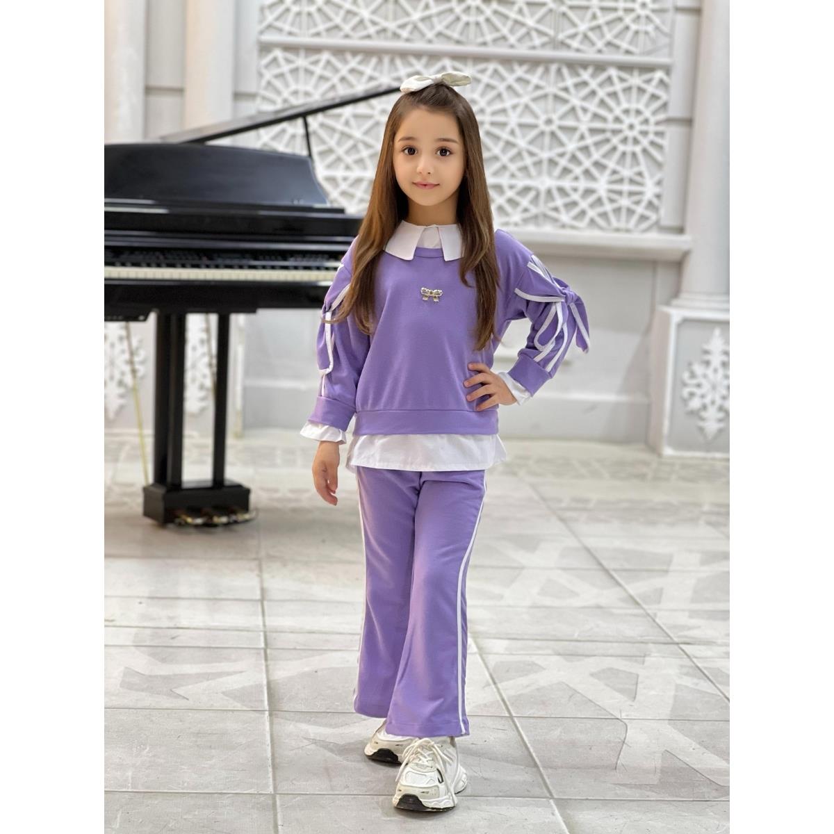 Kız Çocuk Tarz Lila Eşofman Takımı-Kız Çocuk Alt Üst Takım-Kız Çocuk Tarz Lila Eşofman Takımı QuzucukKids.com-QuzucukKids.com