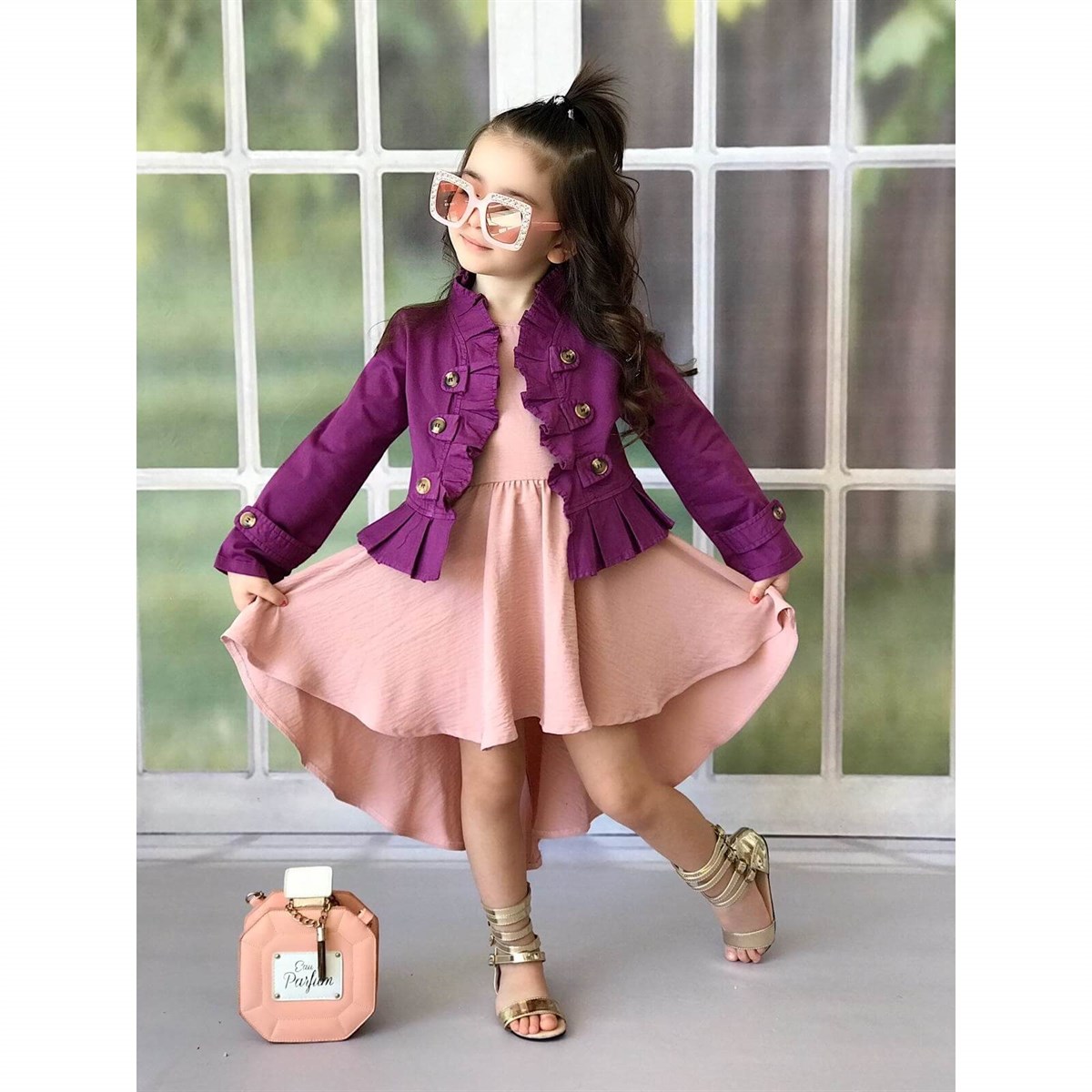 Kız Çocuk Yelekli Mevsimlik Elbise-Kid Girl Dresses-QuzucukKids.com
