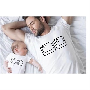 Baba & Oğul Baskılı T-Shirt-Erkek Çocuk Alt Üst Takım-QuzucukKids.com