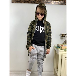 Erkek Çocuk Kamuflaj Ceketli Spor Takım-Kid Boy Cloth Sets-QuzucukKids.com