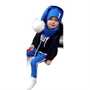 Erkek Çocuk Yelek Kombinli Ponpon Set-Kid Boy Cloth Sets-QuzucukKids.com