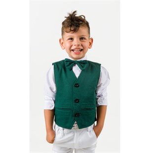 Erkek Çocuk Yeşil Yeleklı 4'lü Takım-Kid Boy Cloth Sets-Erkek Çocuk Kırmızı Yeleklı 4'lü Takım | QuzucukKids.com-QuzucukKids.com
