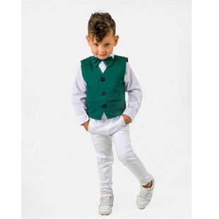 Erkek Çocuk Yeşil Yeleklı 4'lü Takım-Kid Boy Cloth Sets-Erkek Çocuk Kırmızı Yeleklı 4'lü Takım | QuzucukKids.com-QuzucukKids.com