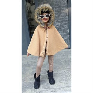 Kız Çocuk Pelerinli Krem Takım-Kid Girl Cloth Sets-QuzucukKids.com