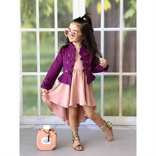 Kız Çocuk Yelekli Mevsimlik Elbise-Kız Çocuk Elbise-QuzucukKids.com
