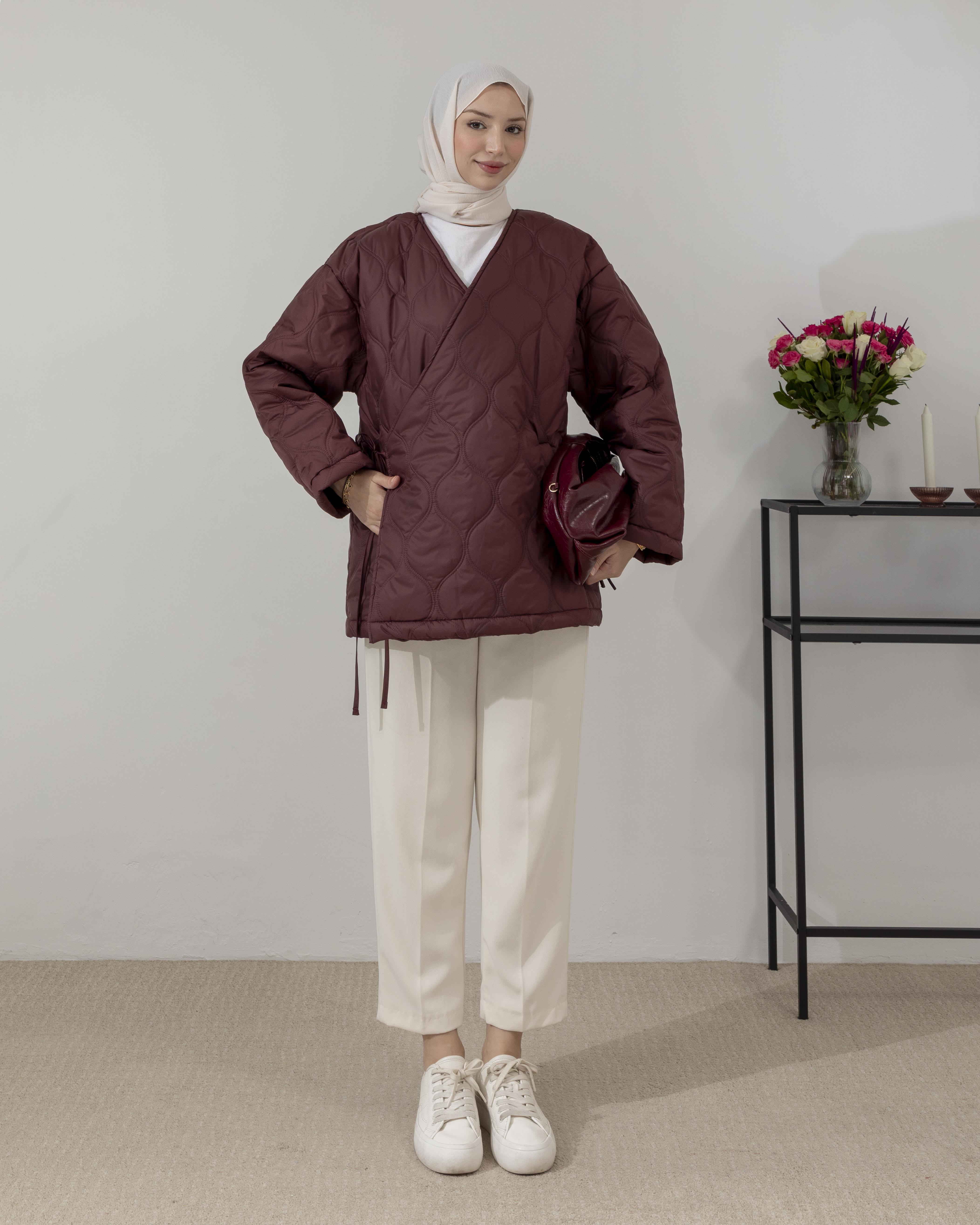 Anvelop Bordo Bağcıklı Mont