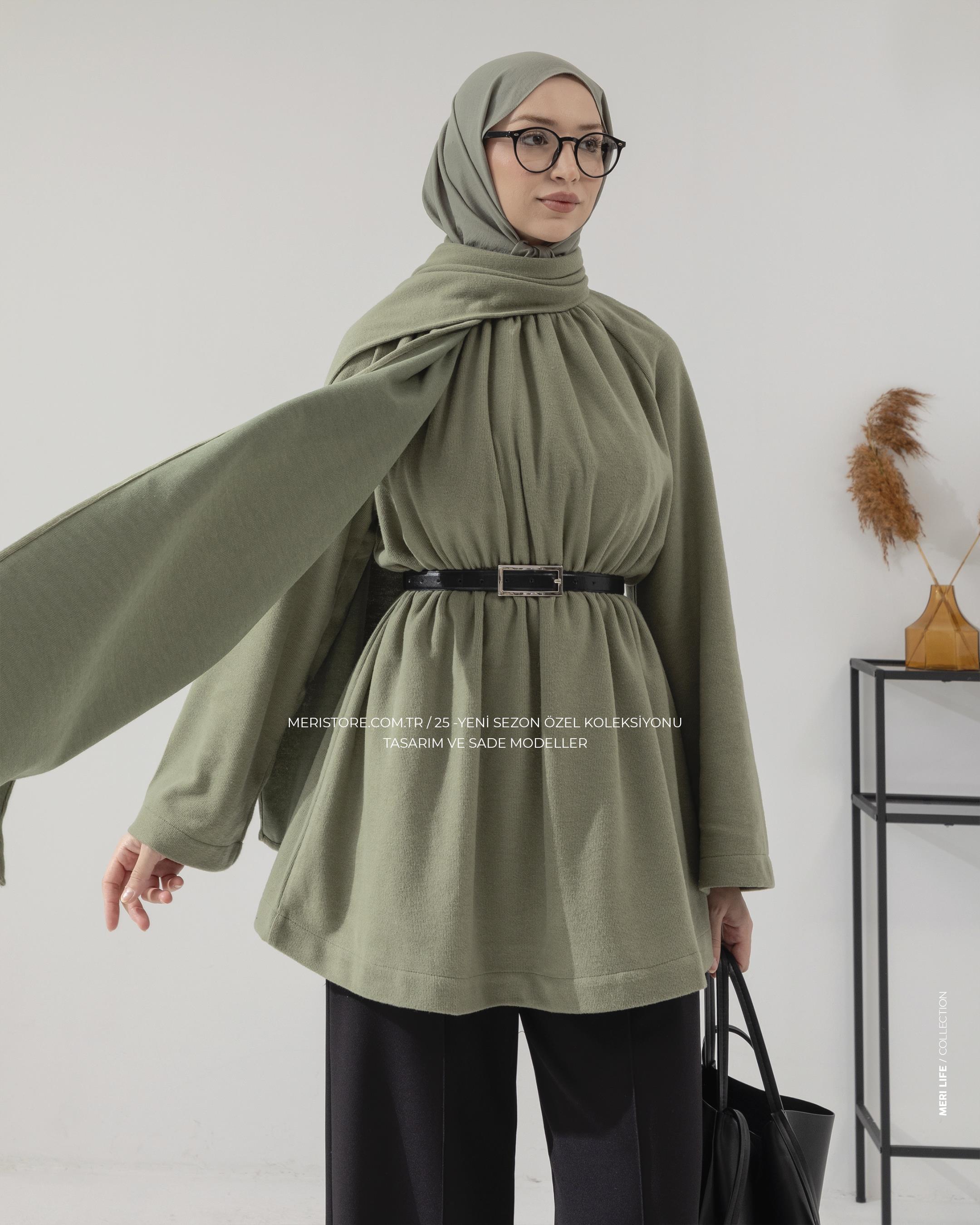 Atkılı Mint Yeşili Tunik