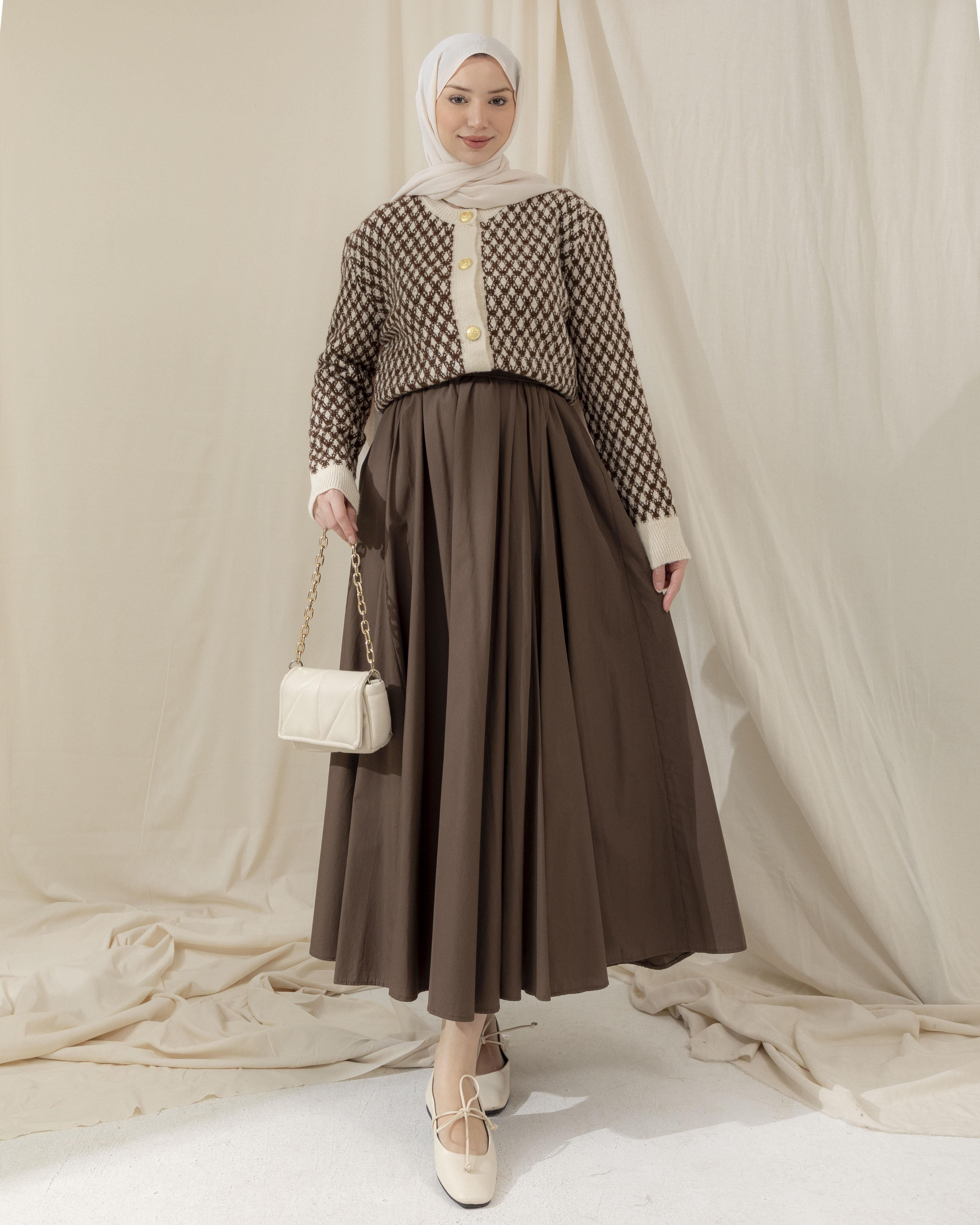 Baklava Desen Krem Triko Hırka