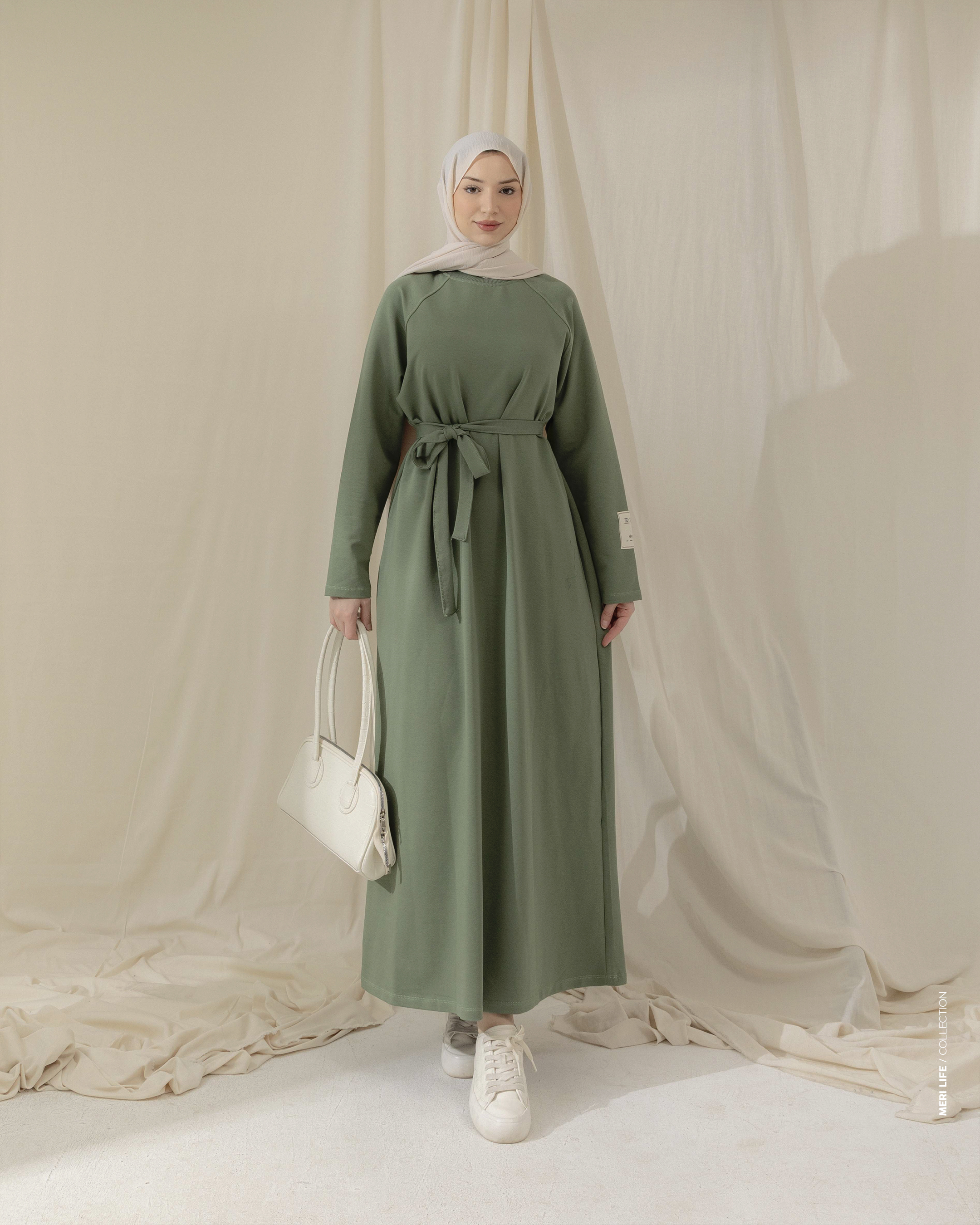 Bisiklet Yaka Mint Yeşili Elbise