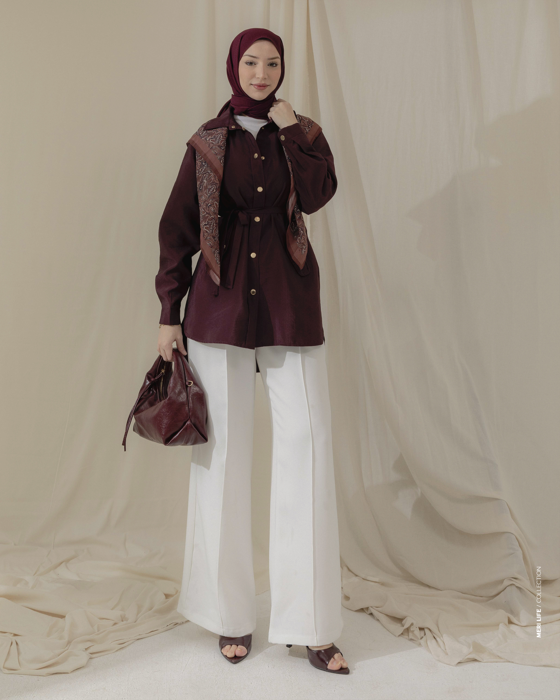 Cep Detaylı Bordo Gömlek