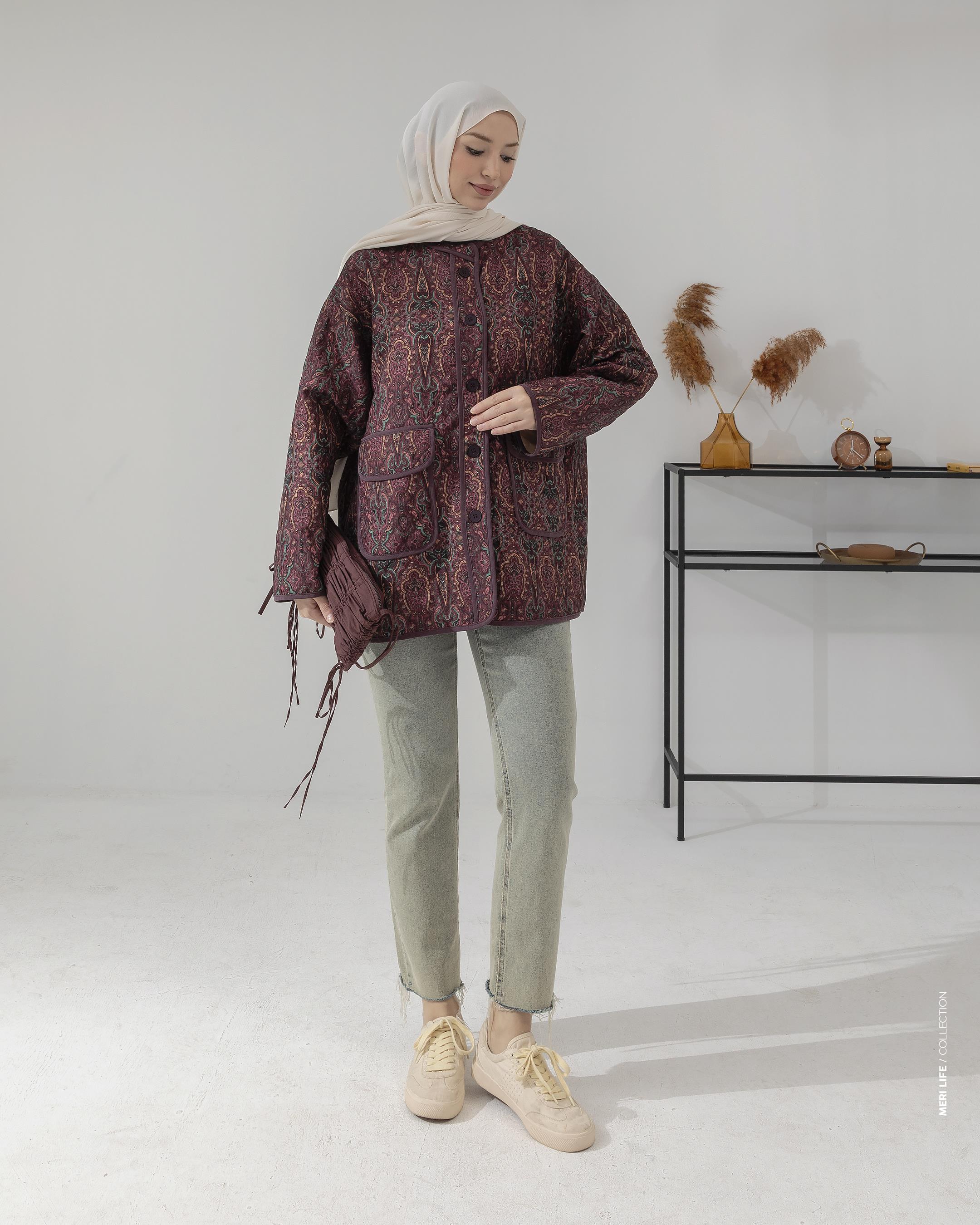 Desenli Mürdüm Ceket