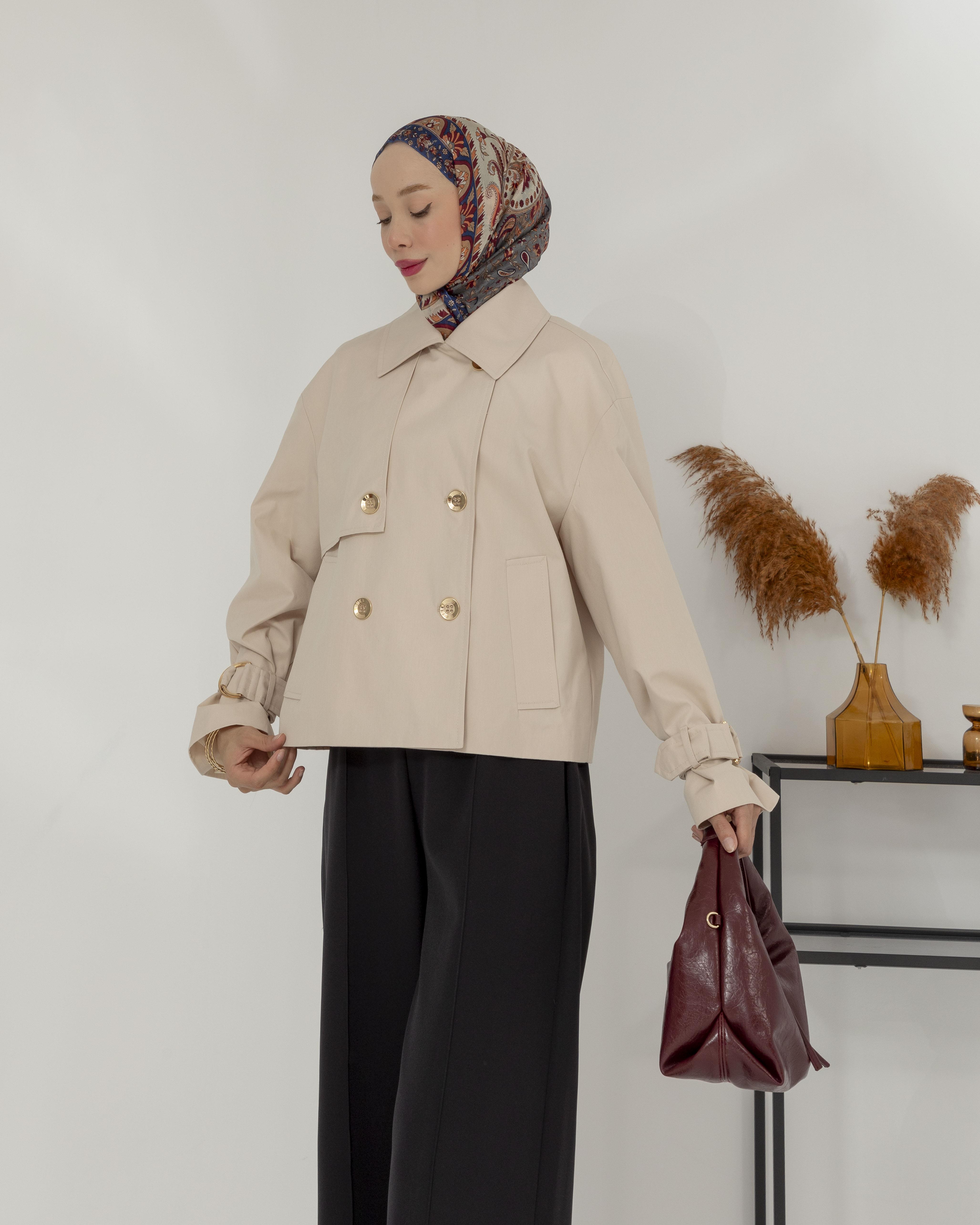 Kruvaze Krem Trençkot