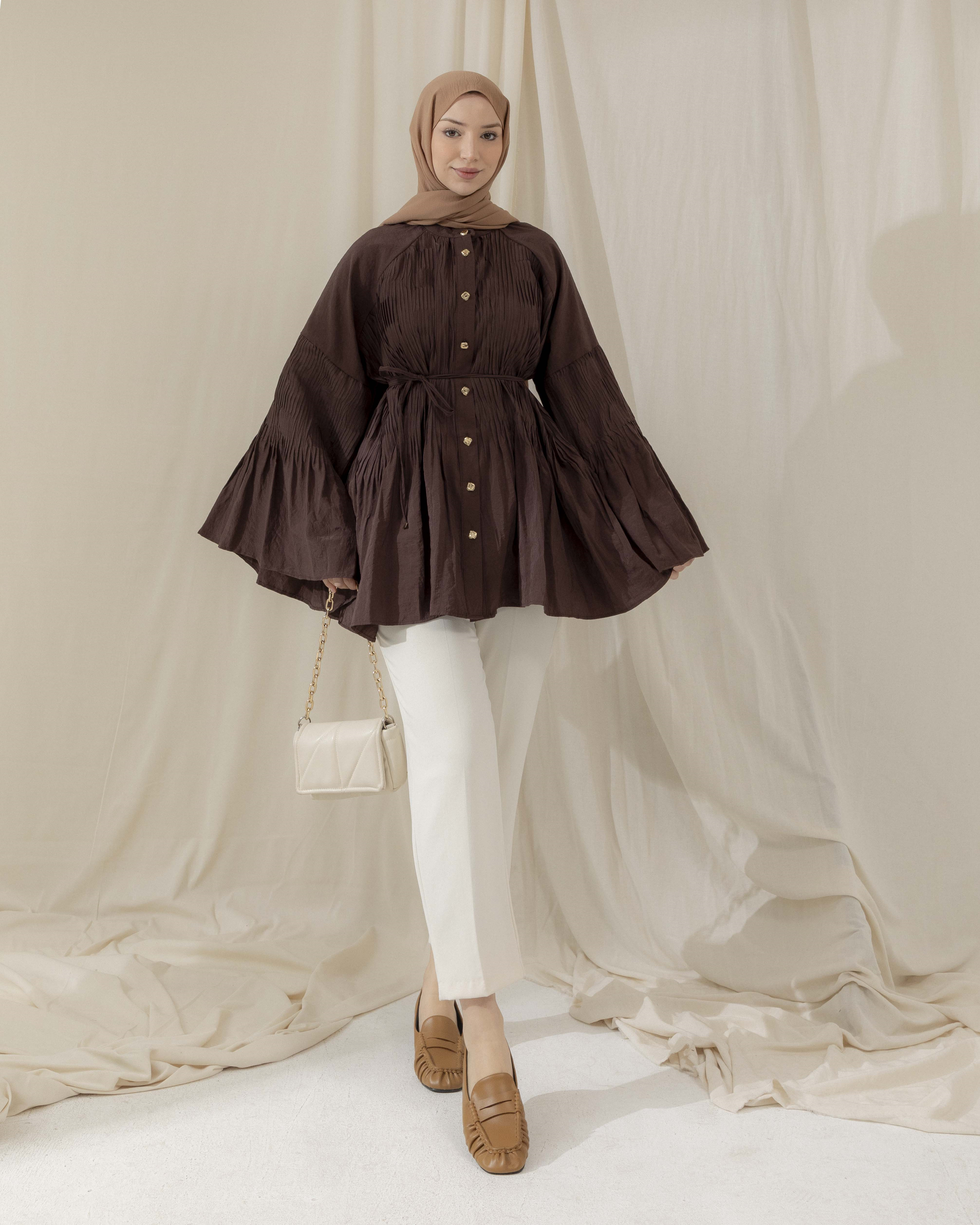 Martha Düğmeli Kahve Gömlek