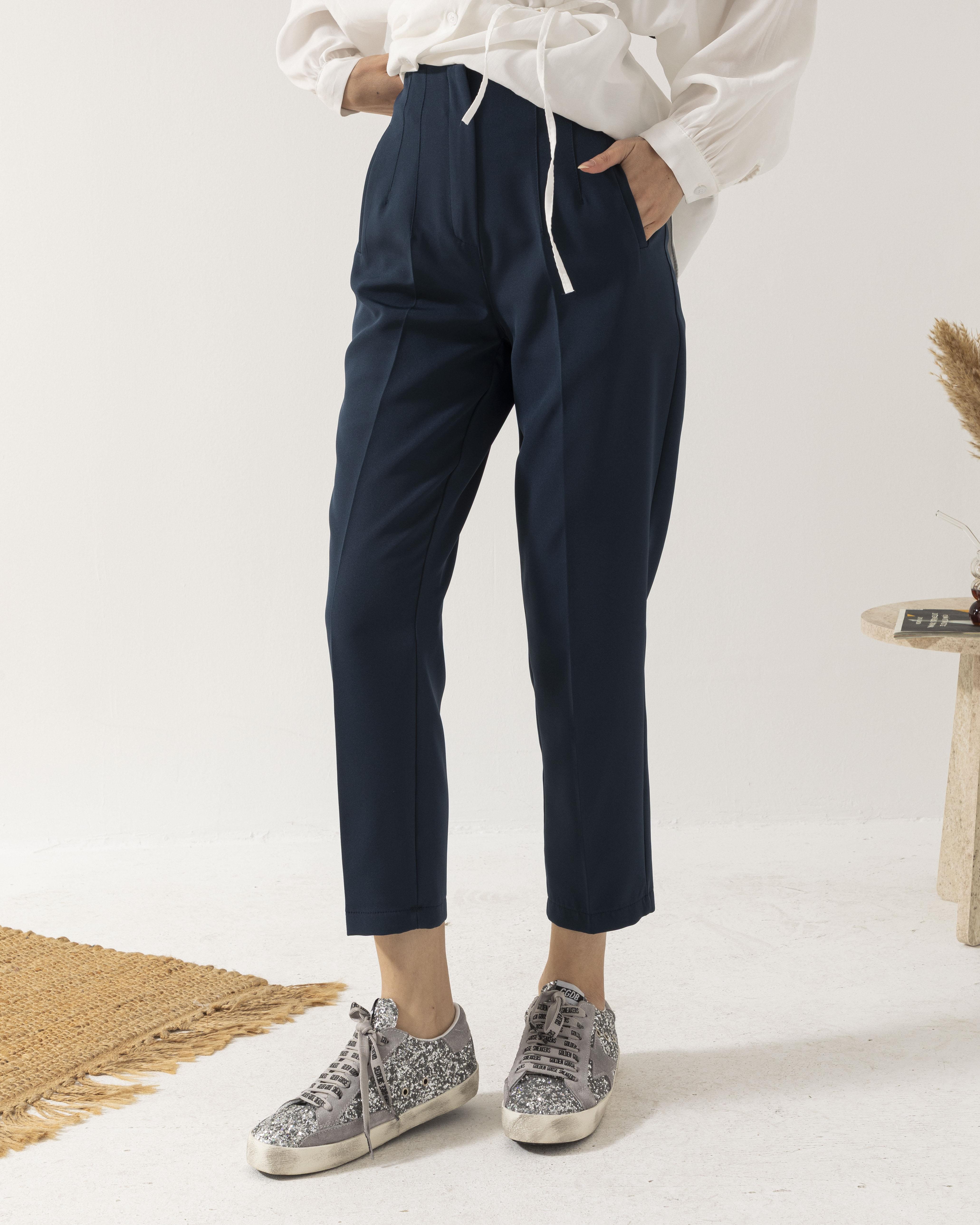 Pens Detaylı Cepli Lacivert Pantolon