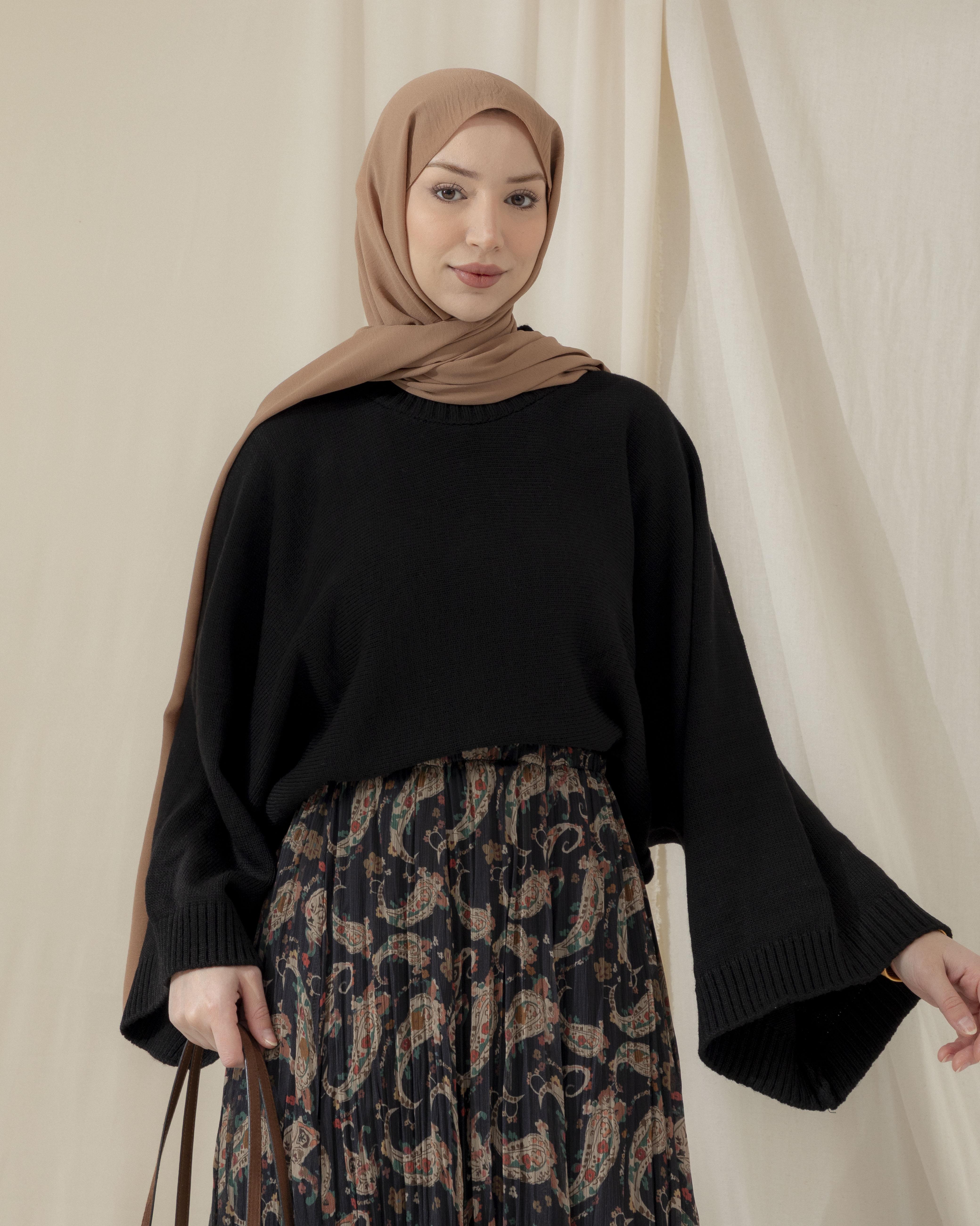 Salaş Kol Siyah Triko Bluz