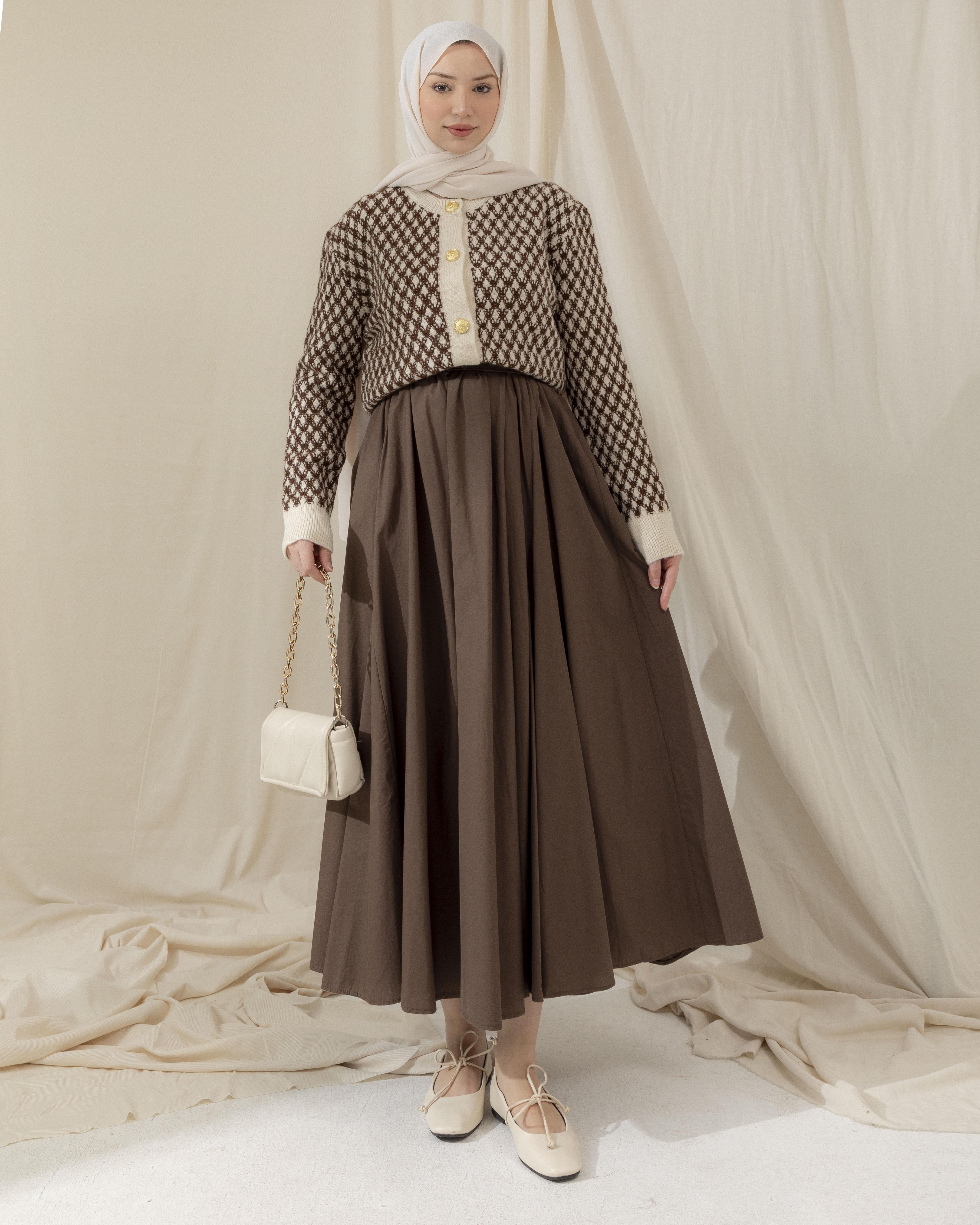 Baklava Desen Krem Triko Hırka