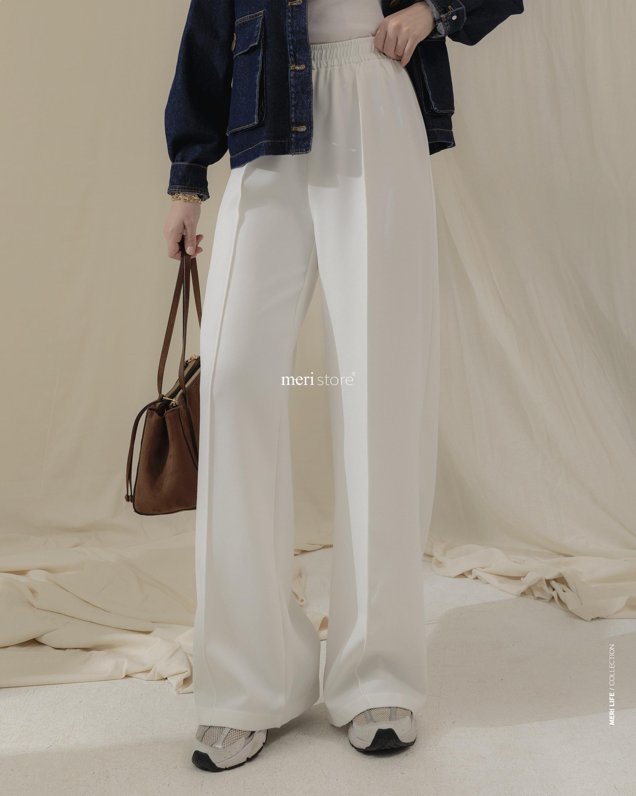 Beli Lastikli Ekru Pantolon