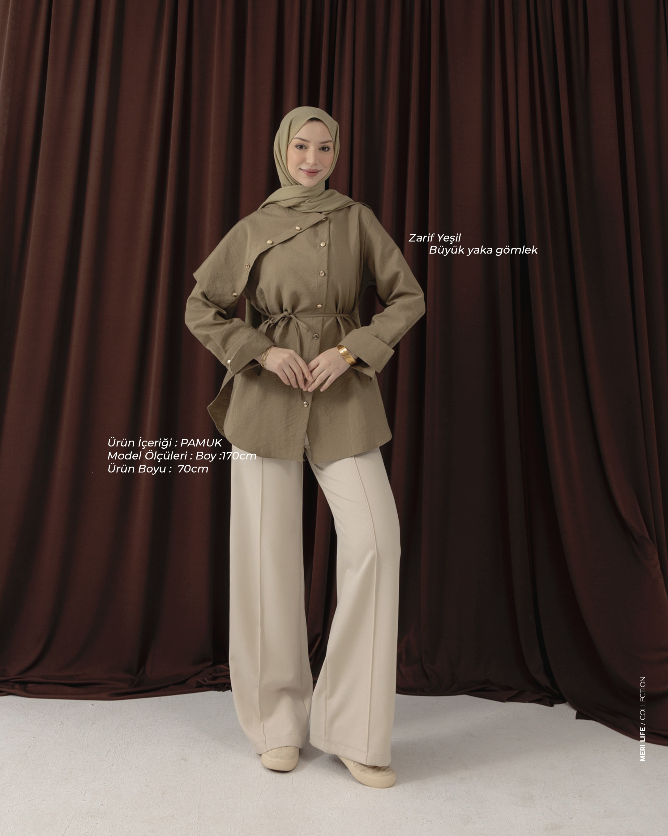 Büyük Yaka Haki Gömlek