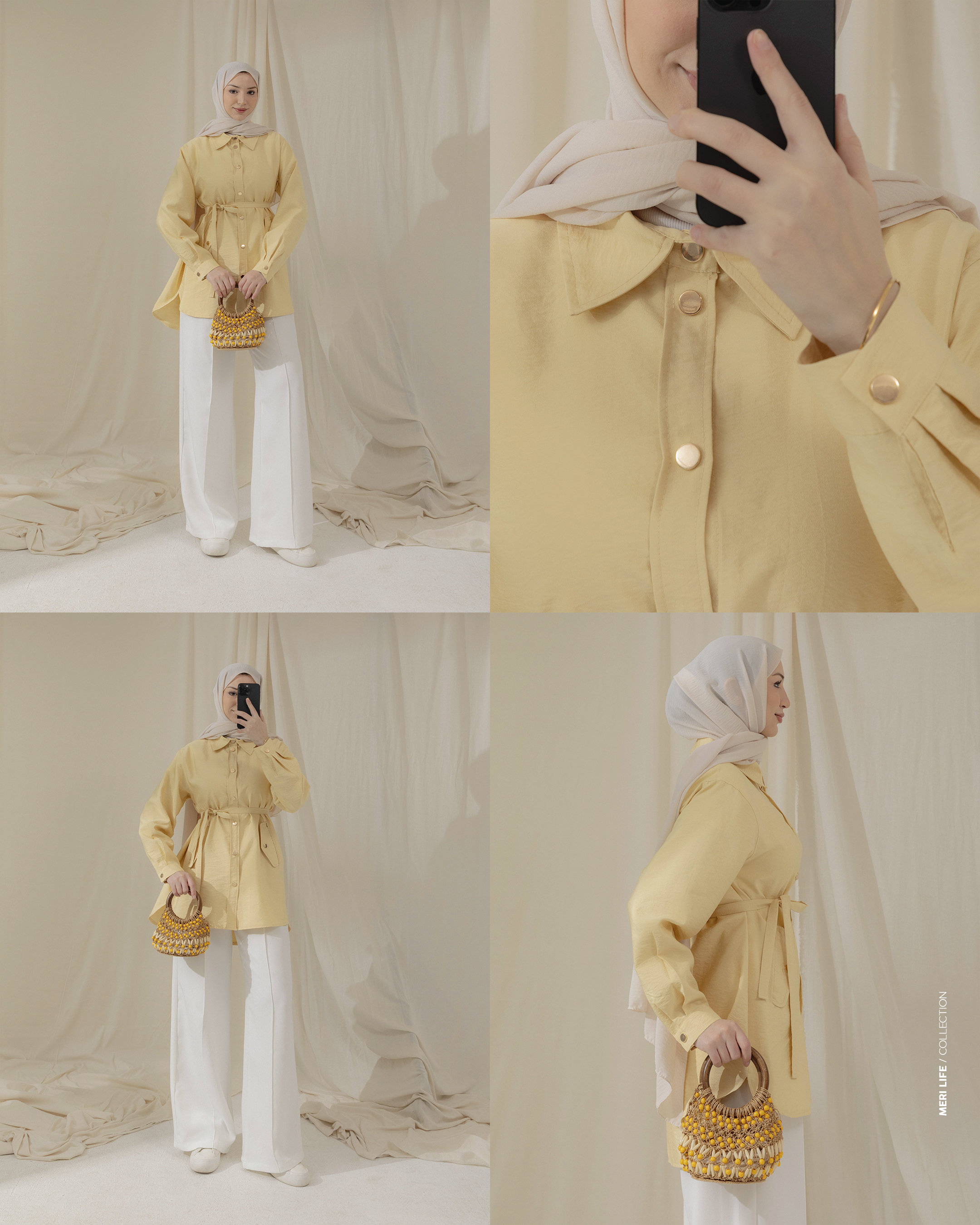 Cep Detaylı Sarı Gömlek